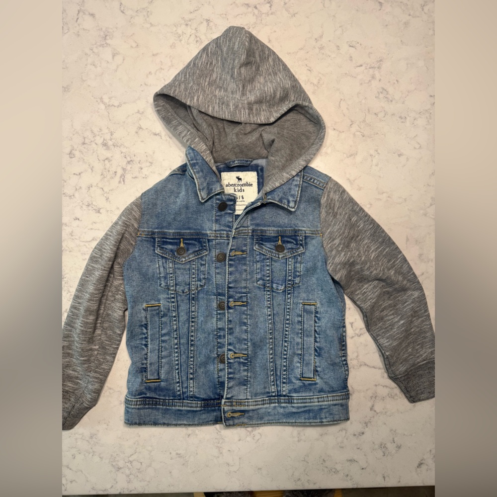 Kids Denim and Gray Hooded Jacket